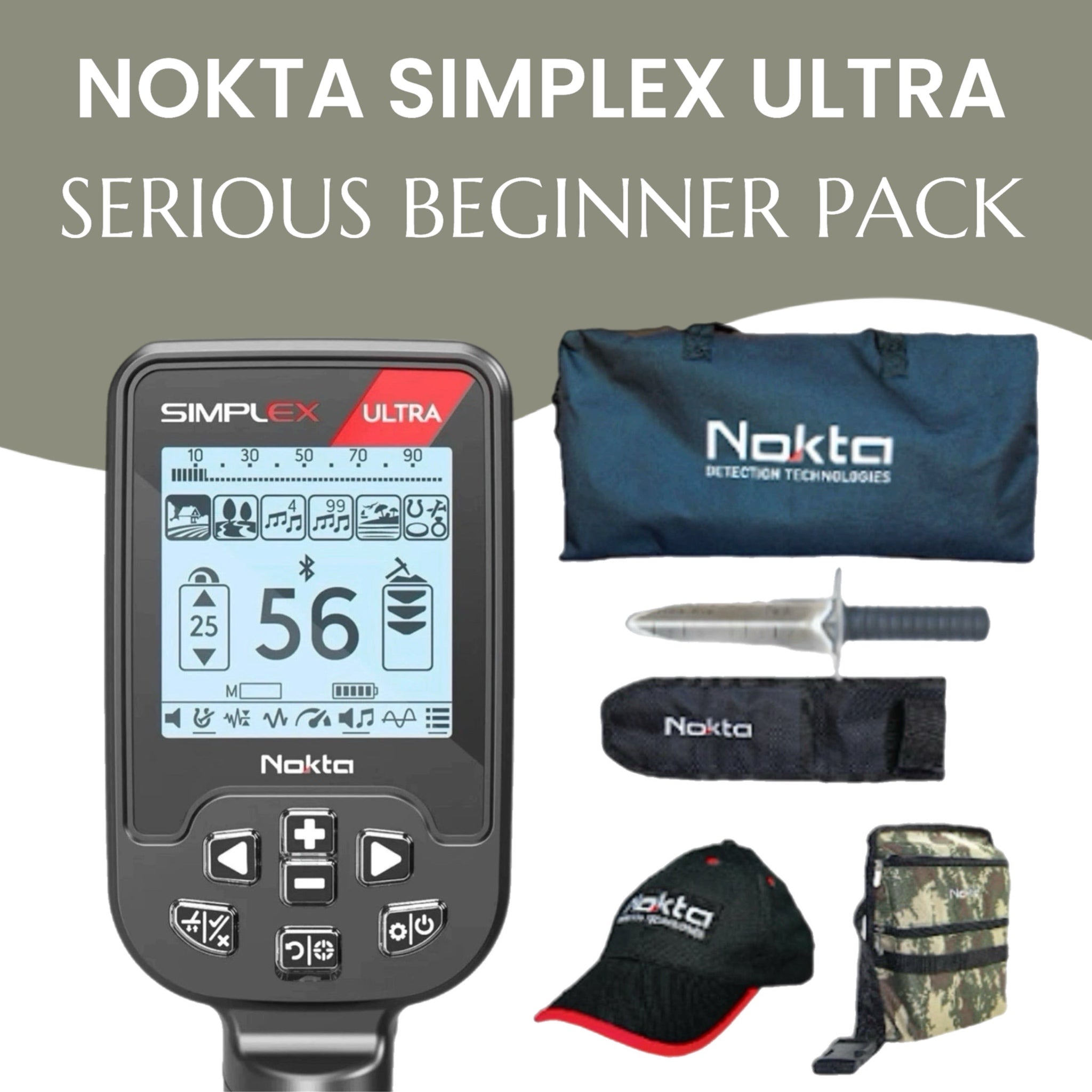 Nokta Simplex+ Metal Detector Professionale - Impermeabile IP68, Con Puntatore E Vanga, Ideale Per Spiaggia E Acqua