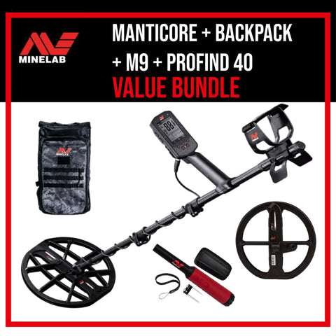 Minelab Manticore + Backpack, M9 Coil & ProFind 40