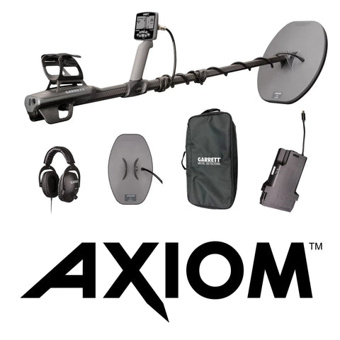 Garrett Axiom Metal Detector with 13″x11″ Mono, 11″x7″ DD Coil and Wired Headphones