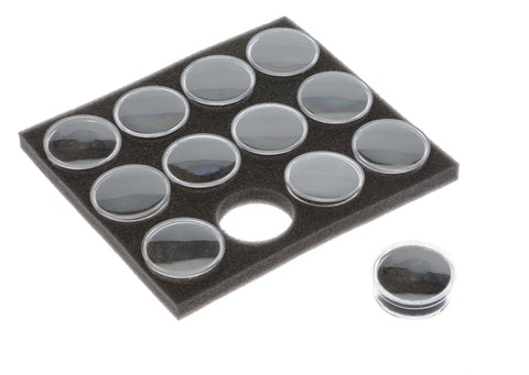 12Pc Round Gem Holder in Foam Black Individual Size: 1-3/4" x 3/4" Snap-on Lid