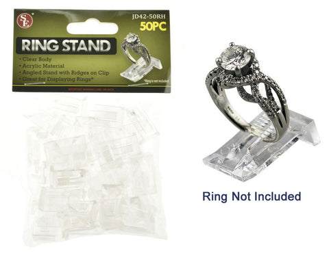 50 Pc Acrylic Clear Body Ring Stand (1/2" x 7/8" x 1/4")