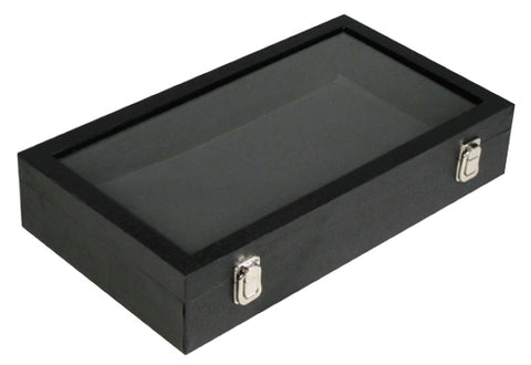 Glass Top Jewelry Display Box with Metal Hinges (14-1/2" x 8-1/8" x 3")